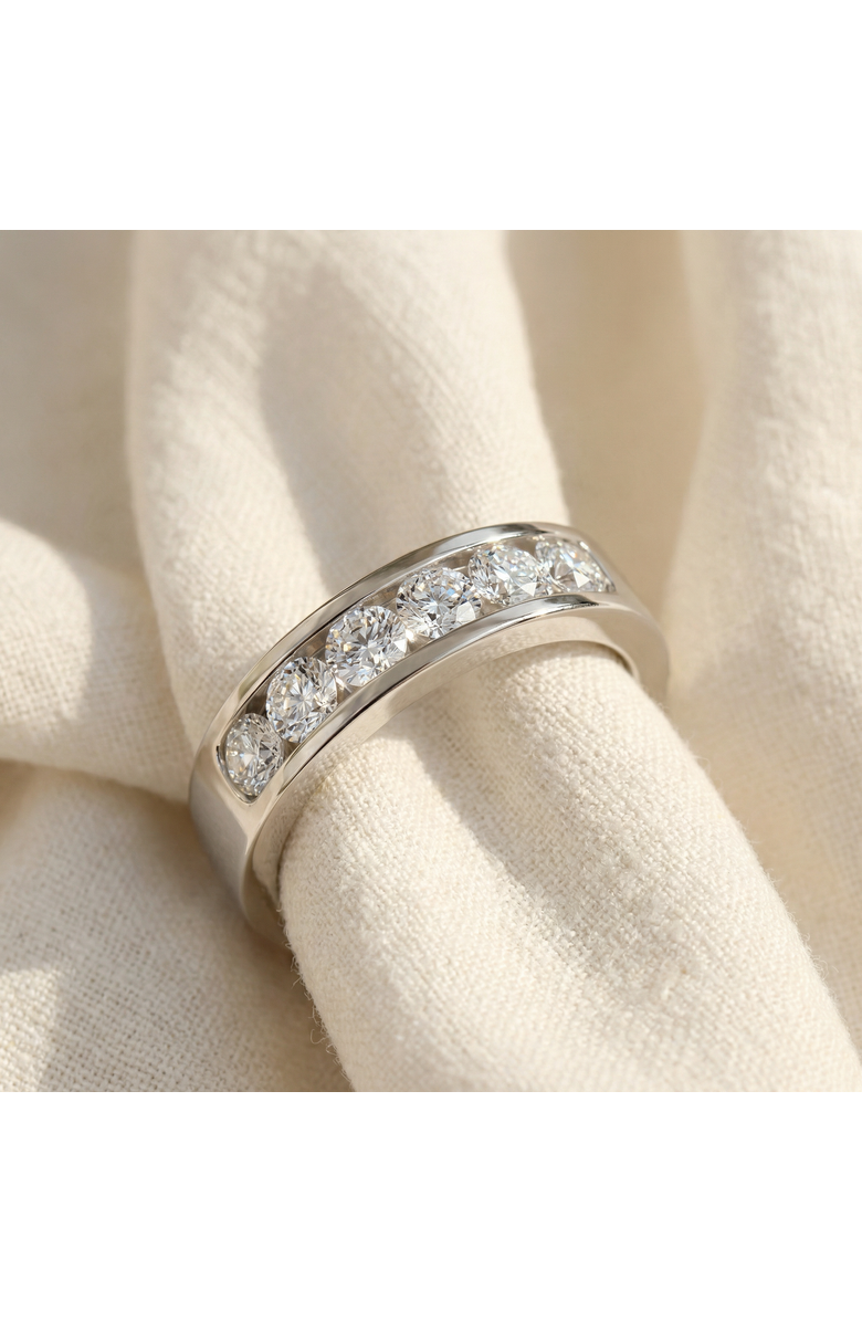 Bliss Diamond 1Ct Diamond Channel Set Polished Wedding Band Mens Ring 14k Gold Lab Grown, Alternate, color, 14K White Gold