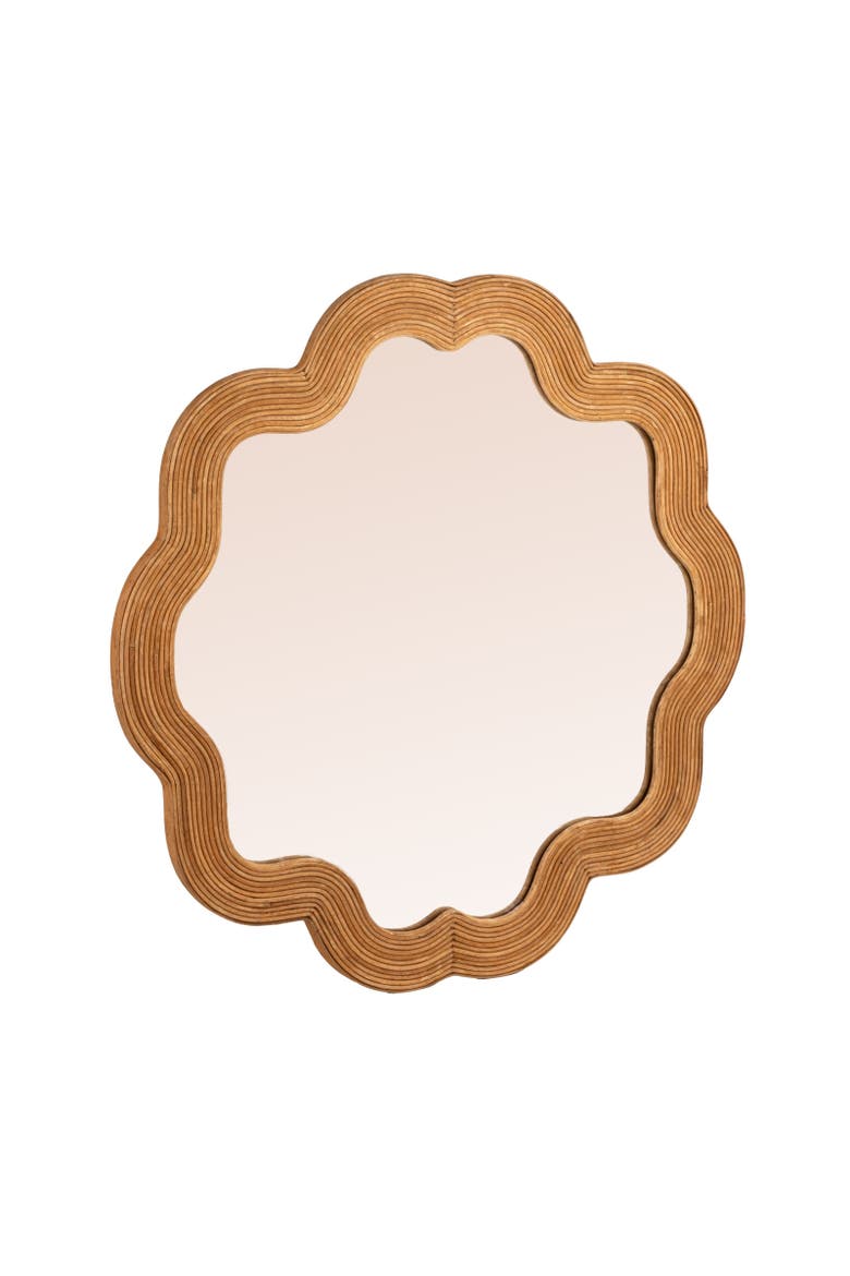 Scalloped Rattan Framed Wall Mirror, Main, color, Natural