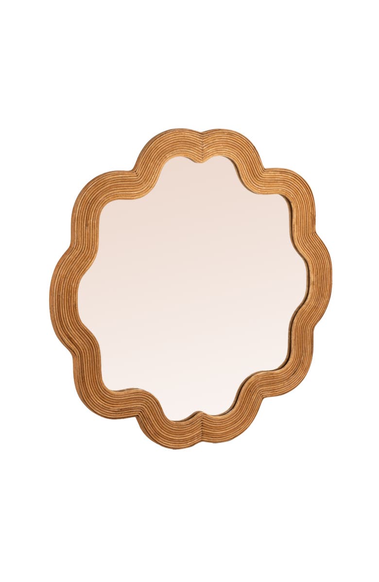 Storied Home Scalloped Rattan Framed Wall Mirror, Main, color, Natural