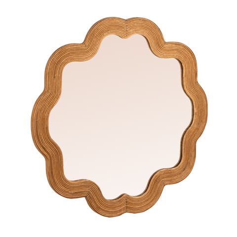 Scalloped Rattan Framed Wall Mirror