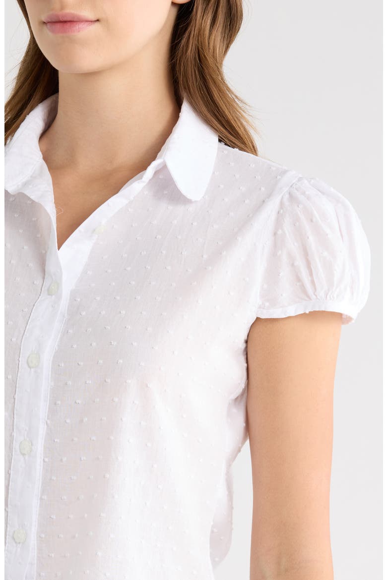 Eloise Cotton Button-Up Top, Alternate, color, WHITE