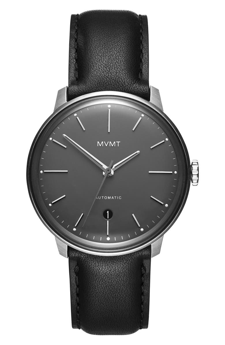 MVMT WATCHES MVMT Automatic Leather Strap Watch, 41mm, Main, color,