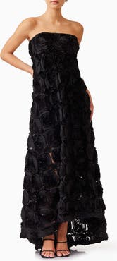 Elliatt Selena Rosette Strapless Maxi Dress