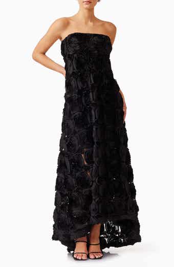 Selena Rosette Strapless Maxi Dress