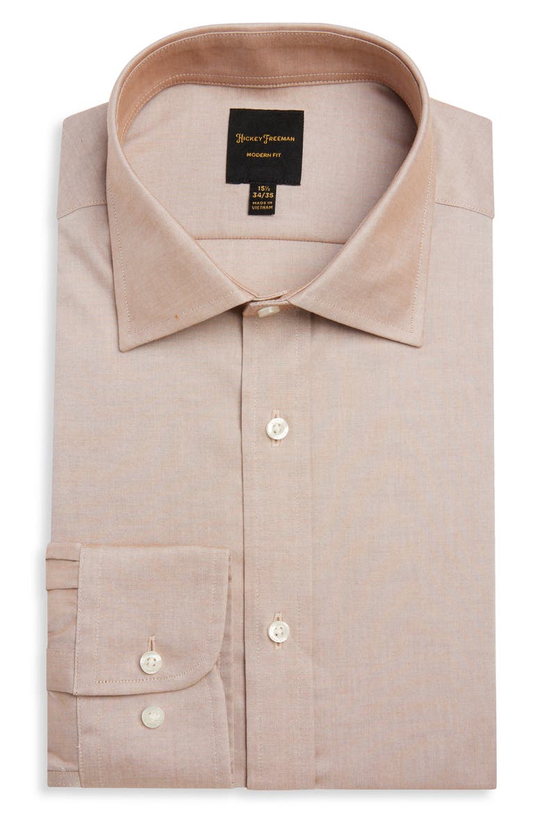 Modern Fit Spread Collar Solid Dress Shirt, Alternate, color, CHESTNUT