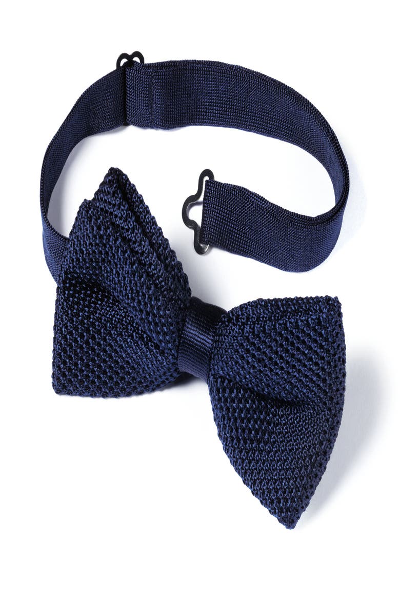 Classic Knitted Ready-Tied Bow Tie, Main, color, Navy