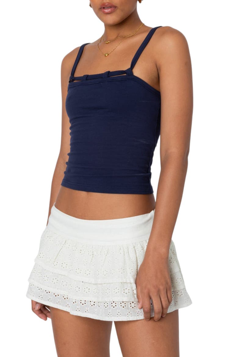 Looped Neck Crop Tank, Alternate, color, NAVY