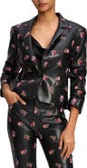 Cinq à Sept Tossed Roses Le Petit Faux Leather Blazer