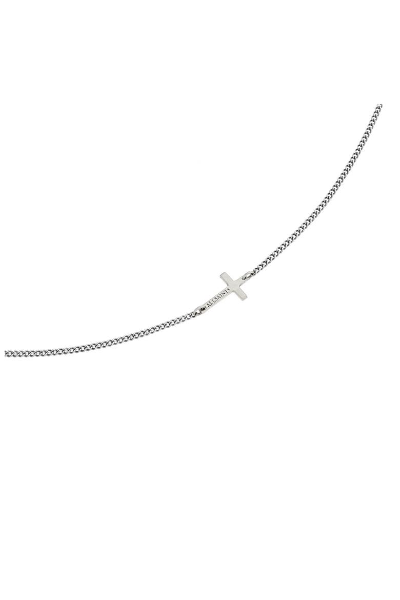 Men's Short Cross Necklace, Alternate, color, WARM SILVER