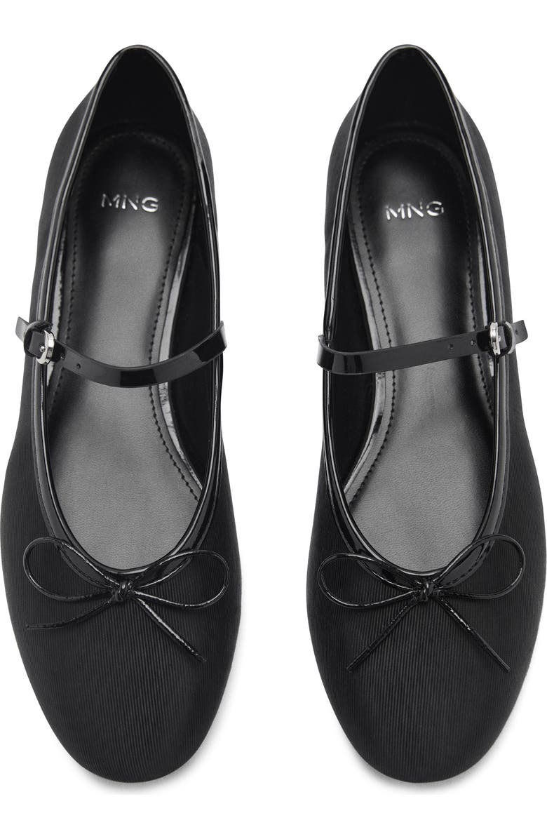 MANGO Buckle Strap Corduroy Ballerina Flat, Alternate, color, Black