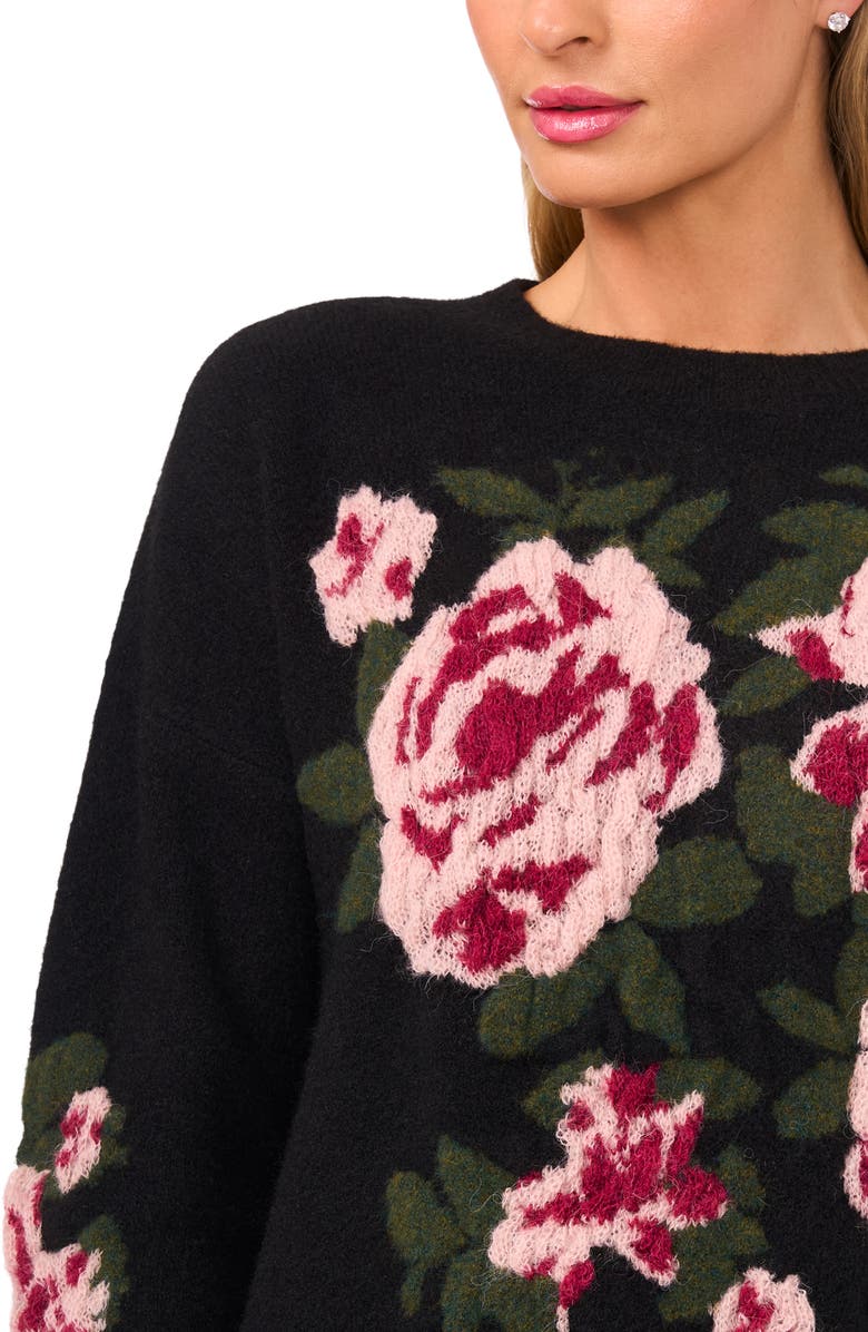 Ted Baker 3-D Rose Jacquard Sweater, Alternate, color, Rich Black