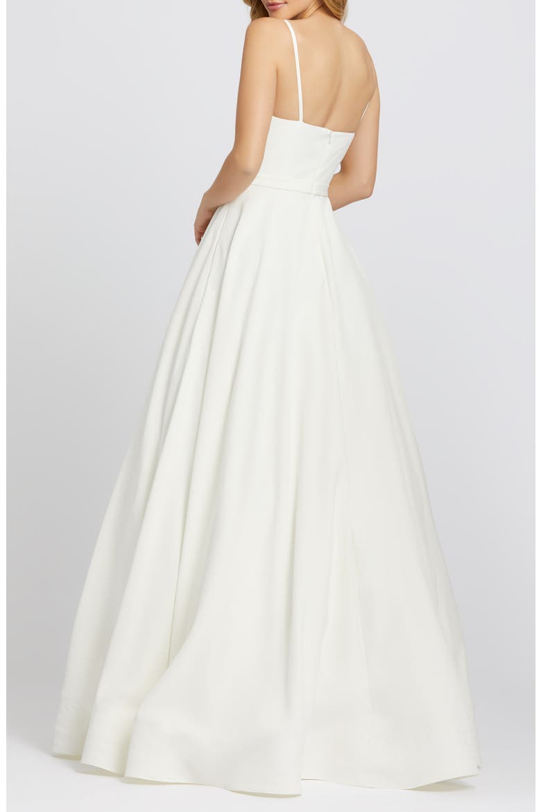 Classic  Sleeveless A-Line V-Neck Ballgown, Alternate, color, WHITE