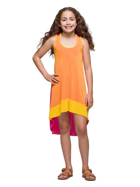 Sleeveless Colorblock HighLow Knee Length Dress