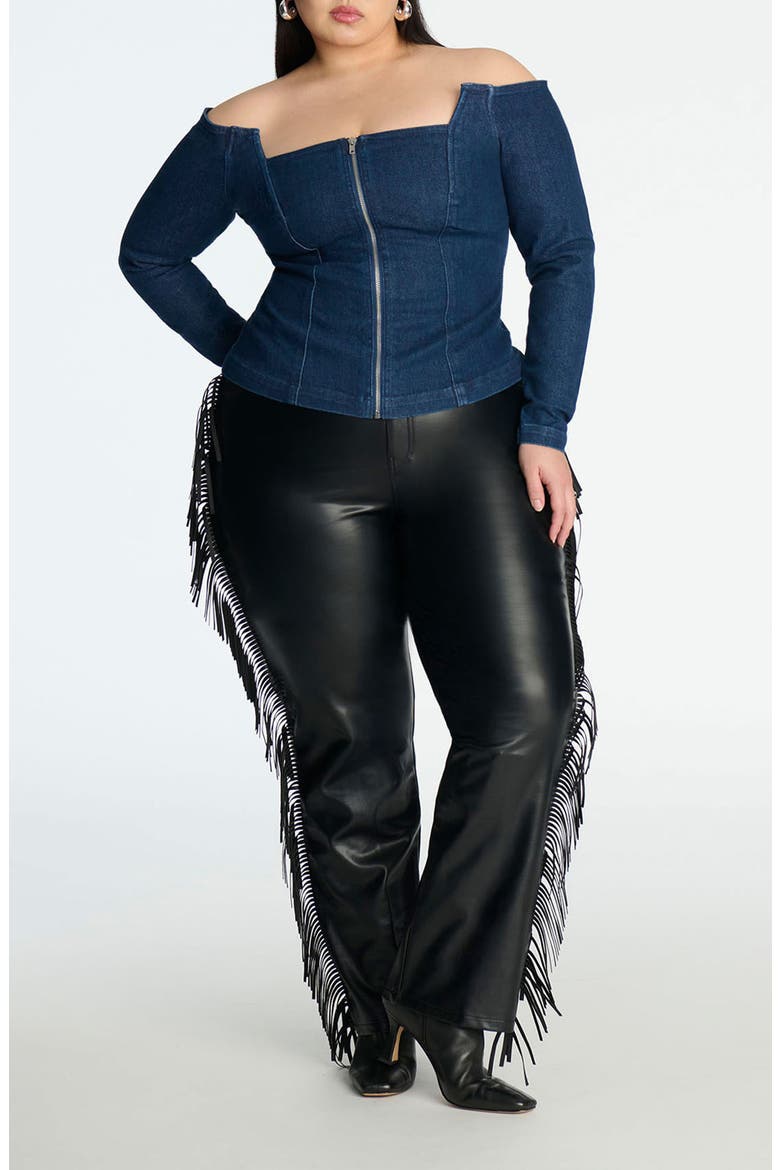 Fringe Faux Leather Pants, Alternate, color, BLACK