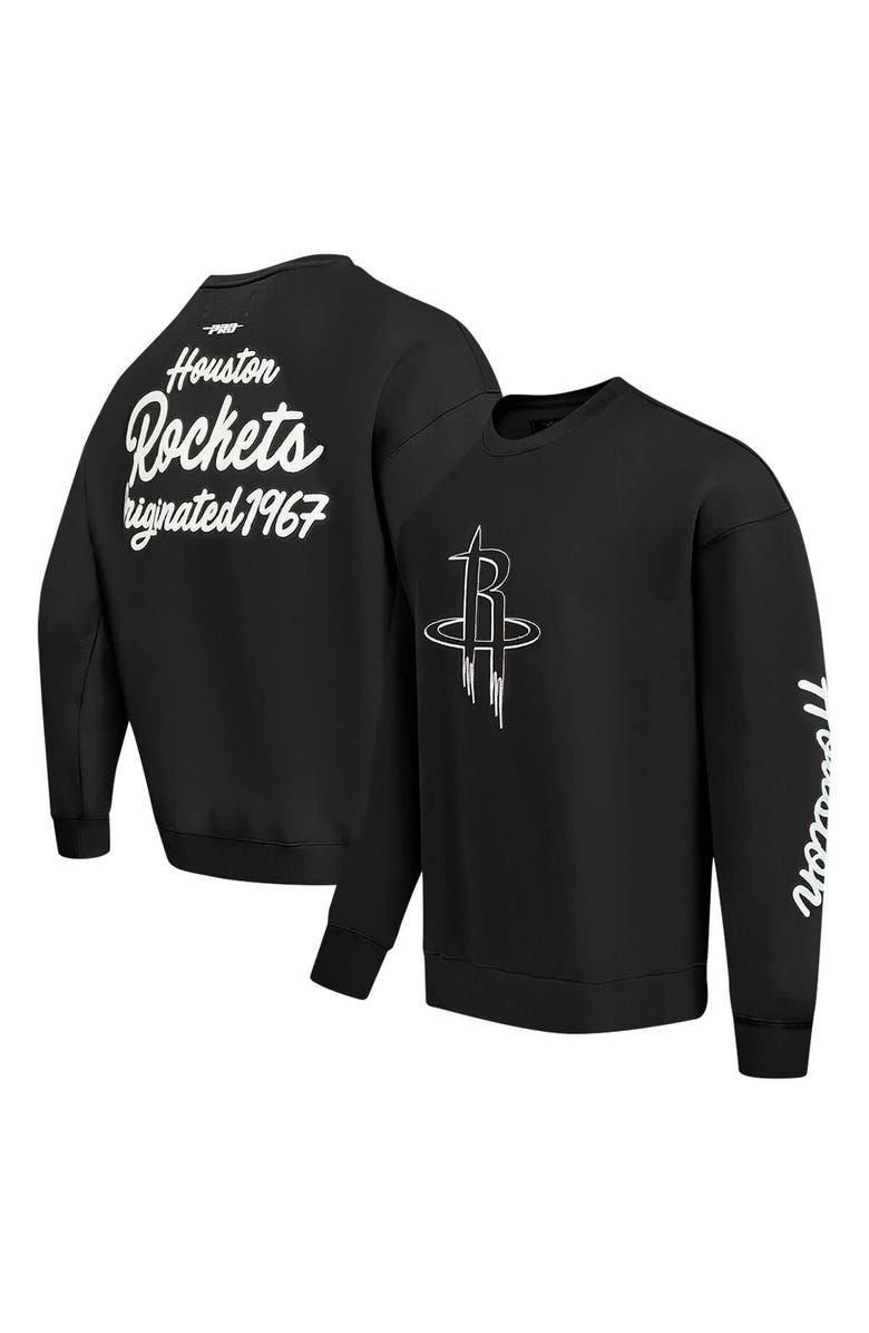 PRO STANDARD Men's Pro Standard Black Houston Rockets Paint the City Drop Shoulder Sweatshirt, Alternate, color, Black
