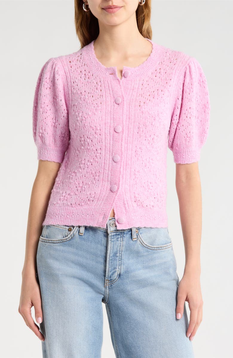 ASTR the Label Kaydence Bobble Stitch Cardigan, Alternate, color, Pink