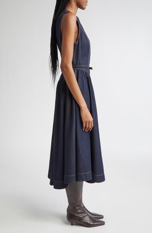 Zimmermann Belted Paneled Denim Midi Dress In Blue