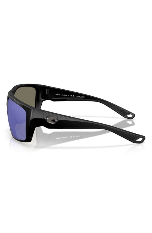 Costa Del Mar 64mm Polarized Rectangular Sunglasses In Matte Black/blue Mirror 580g