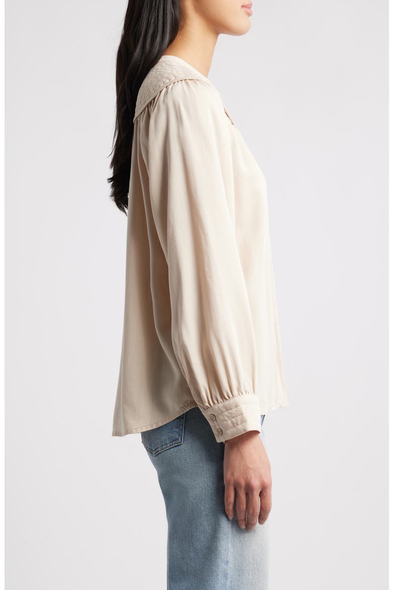 Split Neck Balloon Sleeve Top, Alternate, color, MACADEMIA