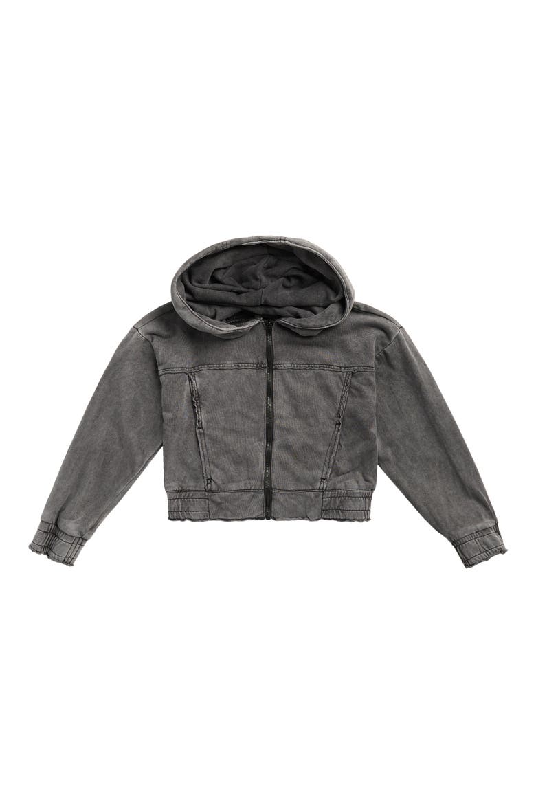 Kids' French Terry Zip-Up Hoodie, Main, color, WASHED BLACK