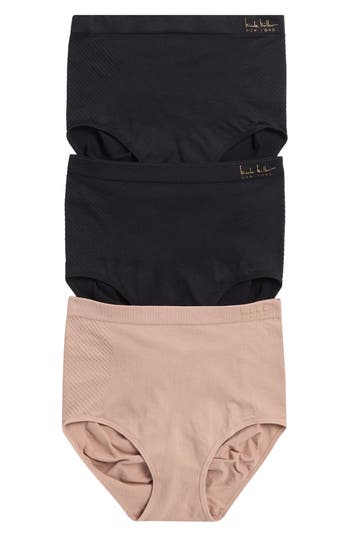 Shop Nicole Miller Assorted 3-pack Shaping Briefs In Black/mineral Blush/black