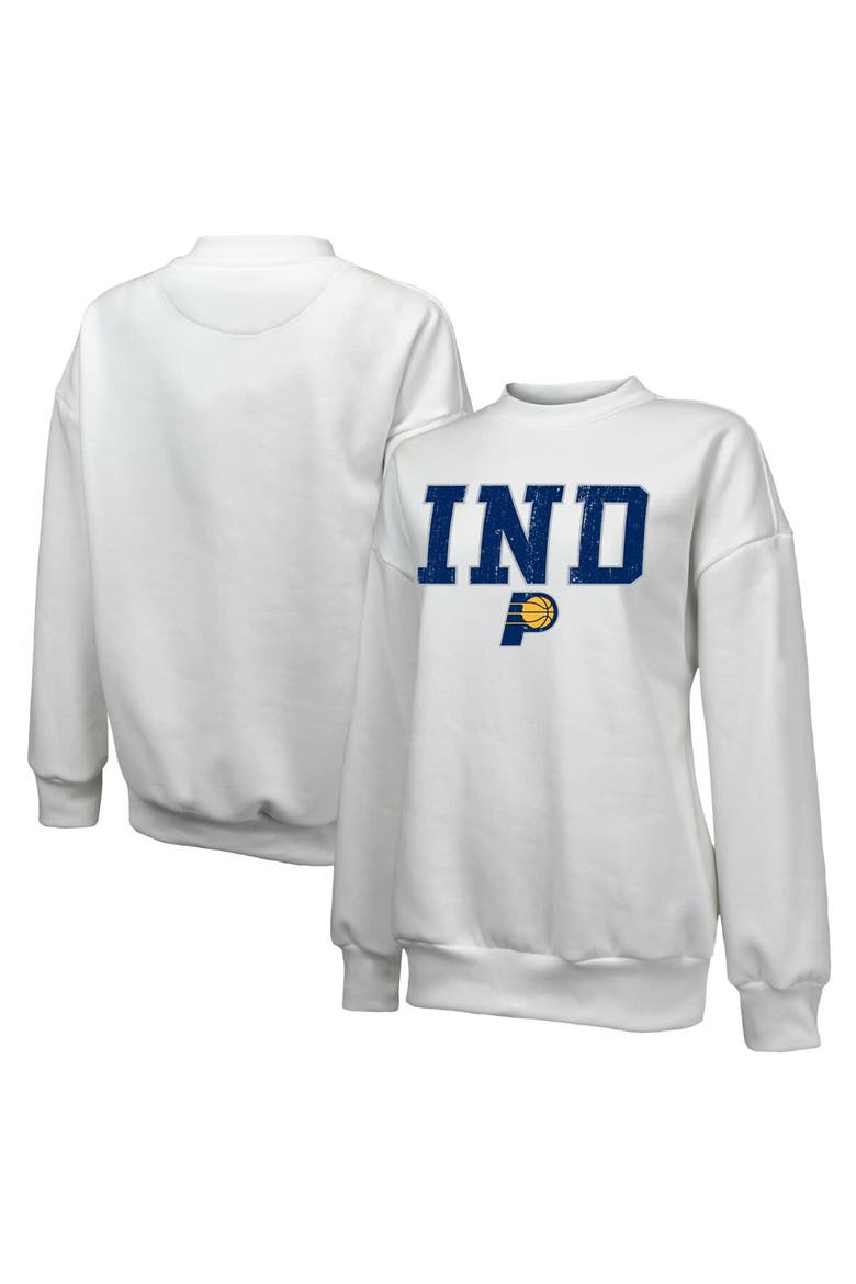 Women's Majestic Threads White Indiana Pacers Classic Tri-Blend Pullover Sweatshirt, Main, color, White