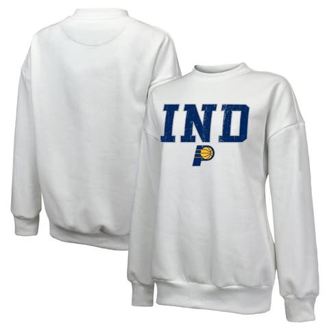 Women's Majestic Threads White Indiana Pacers Classic Tri-Blend Pullover Sweatshirt