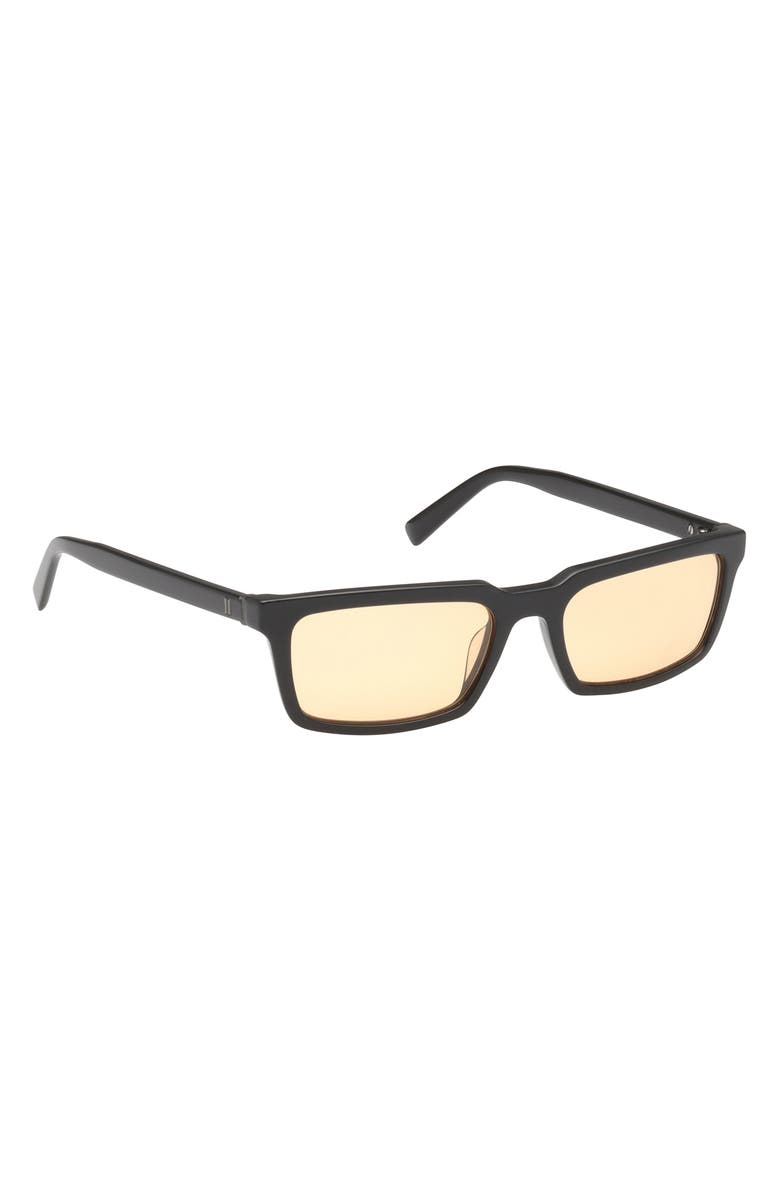 ABERCROMBIE & FITCH 54mm Rectangular Sunglasses, Alternate, color, Shiny Black / Amber Lens