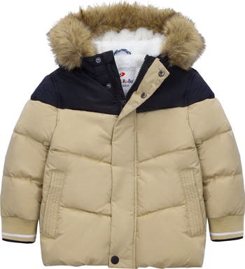 Fleece Lined  Puffer Coat with Removable Trim
