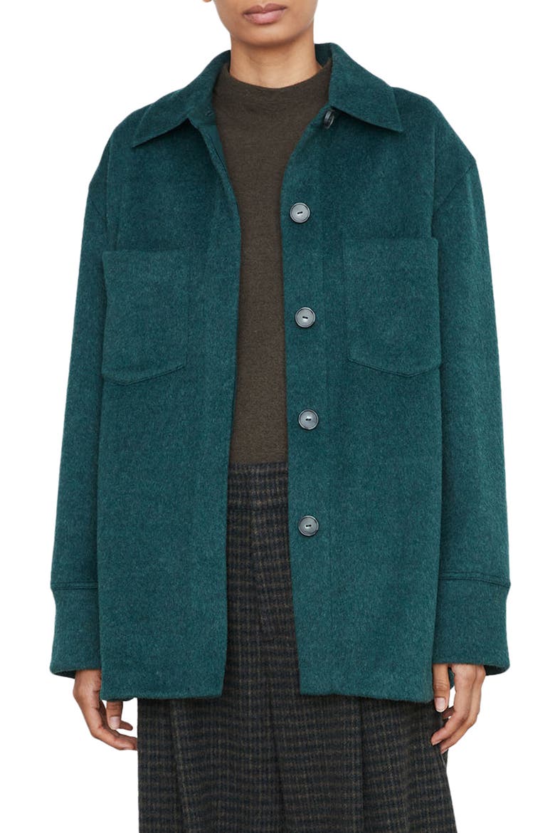 Oversize Cotton Blend Shirt Jacket, Main, color, SEA QUARTZ