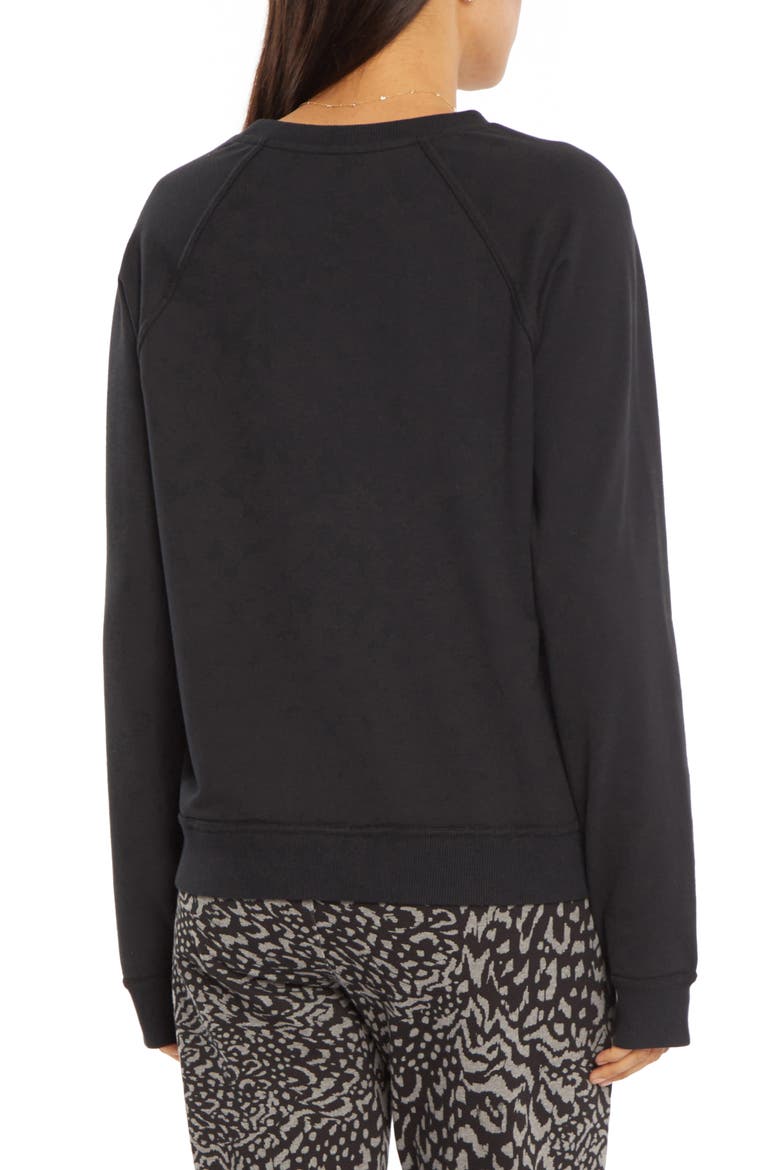 Raglan Sleeve Cotton Blend Sweatshirt, Alternate, color, BLACK