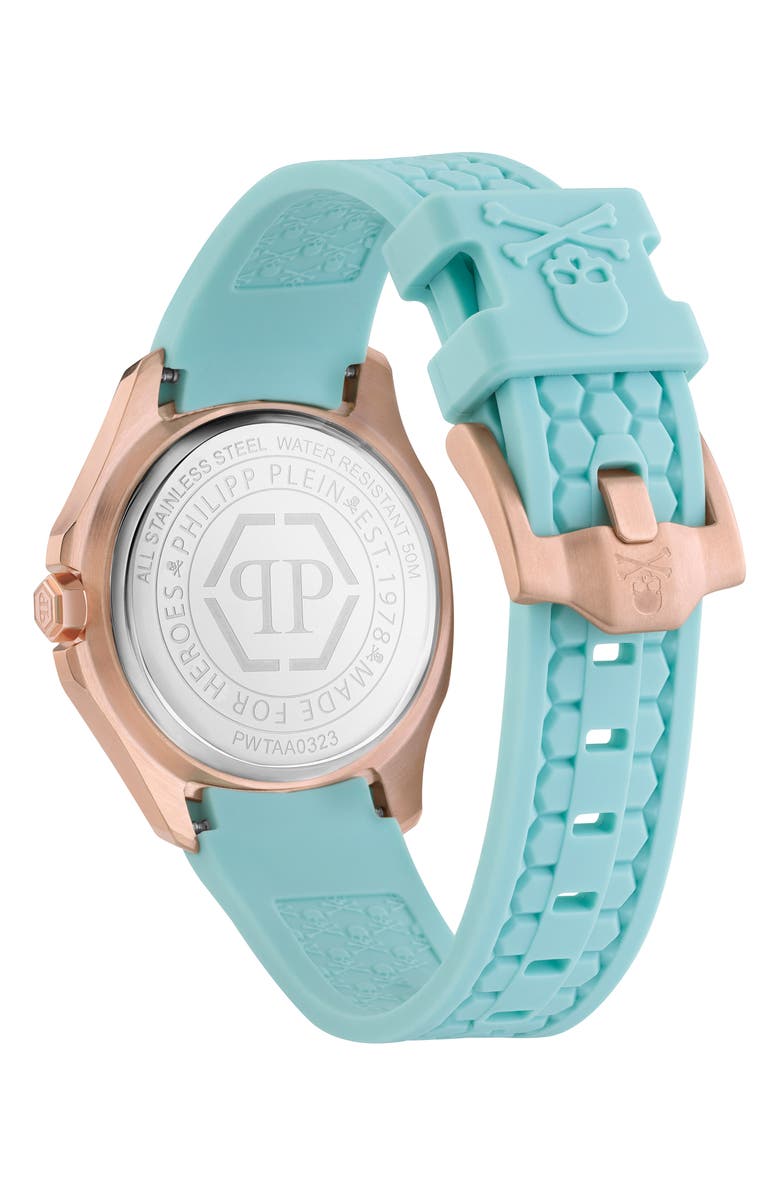 PHILIPP PLEIN Spectre Silicone Strap Watch, 38mm x 45mm, Alternate, color, Ip Rose Gold