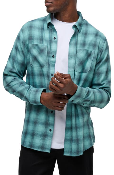 Cloud Plaid Flannel Button-Up Shirt