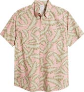 Brooks Brothers Palm Leaf Print Short Sleeve Cotton Button-Down Shirt