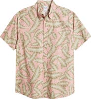 Brooks Brothers Palm Leaf Print Short Sleeve Cotton Button-Down Shirt