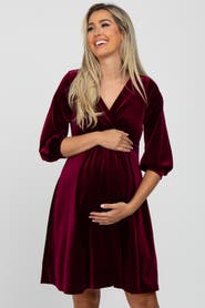 PinkBlush Velvet Wrap Front Babydoll Dress