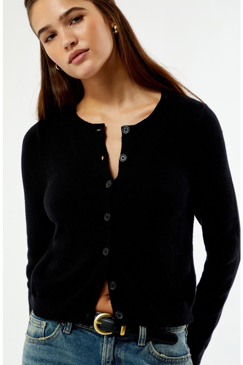 Marley Button Front Cardigan, Alternate, color, BLACK