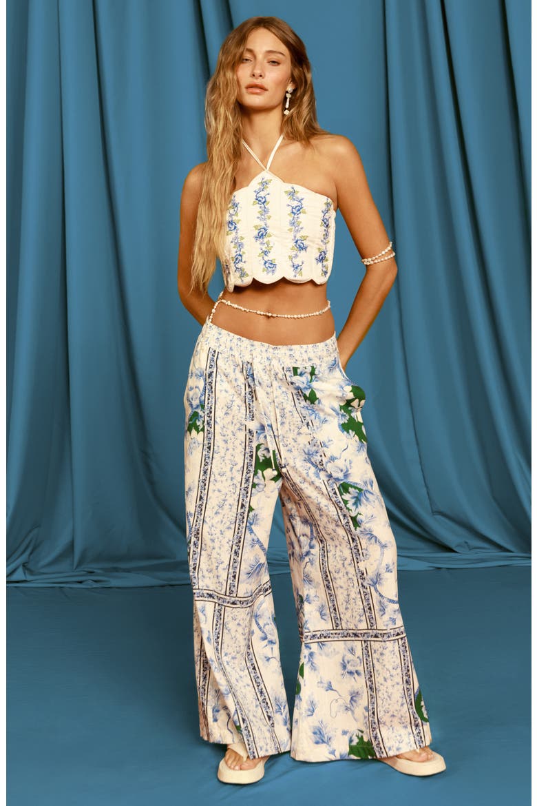 Nader Print Wide Leg Cover-Up Pants, Alternate, color, BLUE