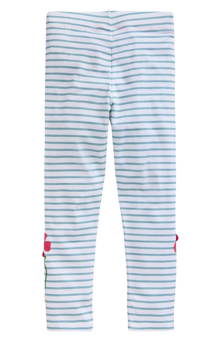 Mini Boden Kids' Stripe Floral Appliqué Cotton Graphic Leggings, Alternate, color, 