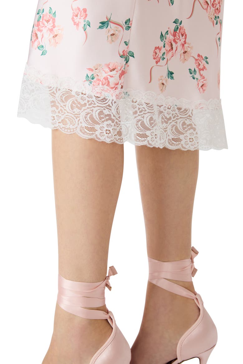 Alayna Floral Satin Skirt, Alternate, color, PEACH ROMANCE