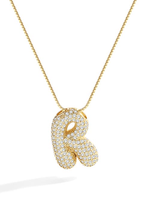Pave Bubble Initial Necklace