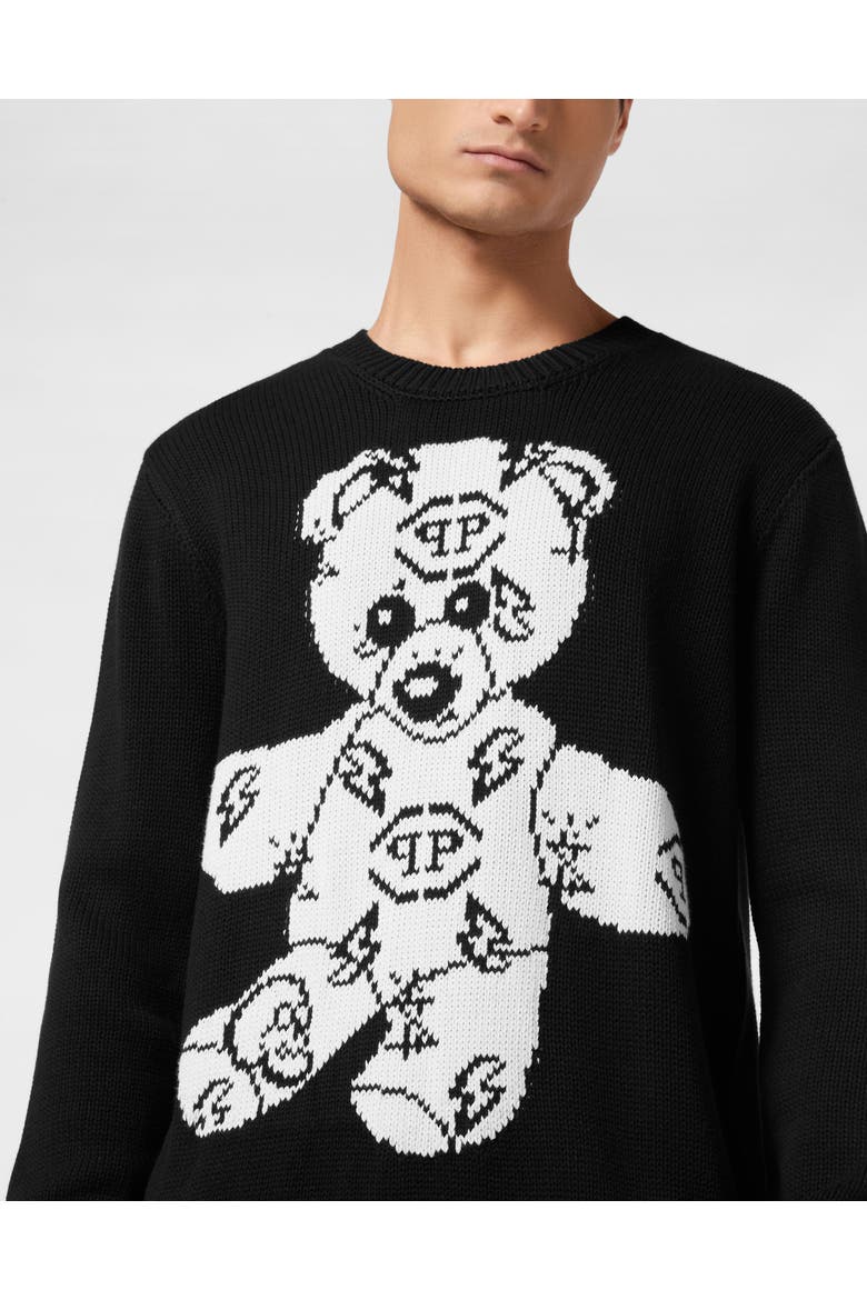 Pullover Round Neck Teddy Men, Alternate, color, black