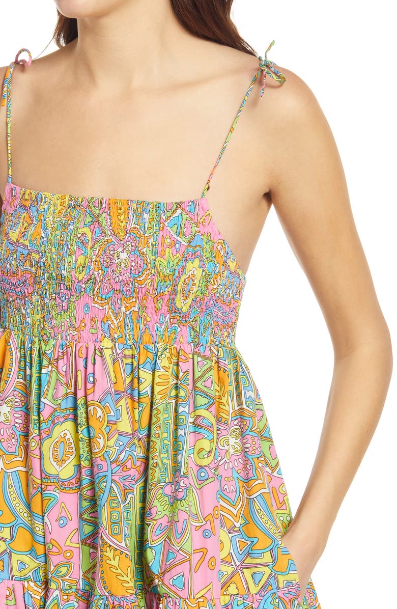 S/W/F Floral Print A-Line Cotton Dress, Alternate, color, 