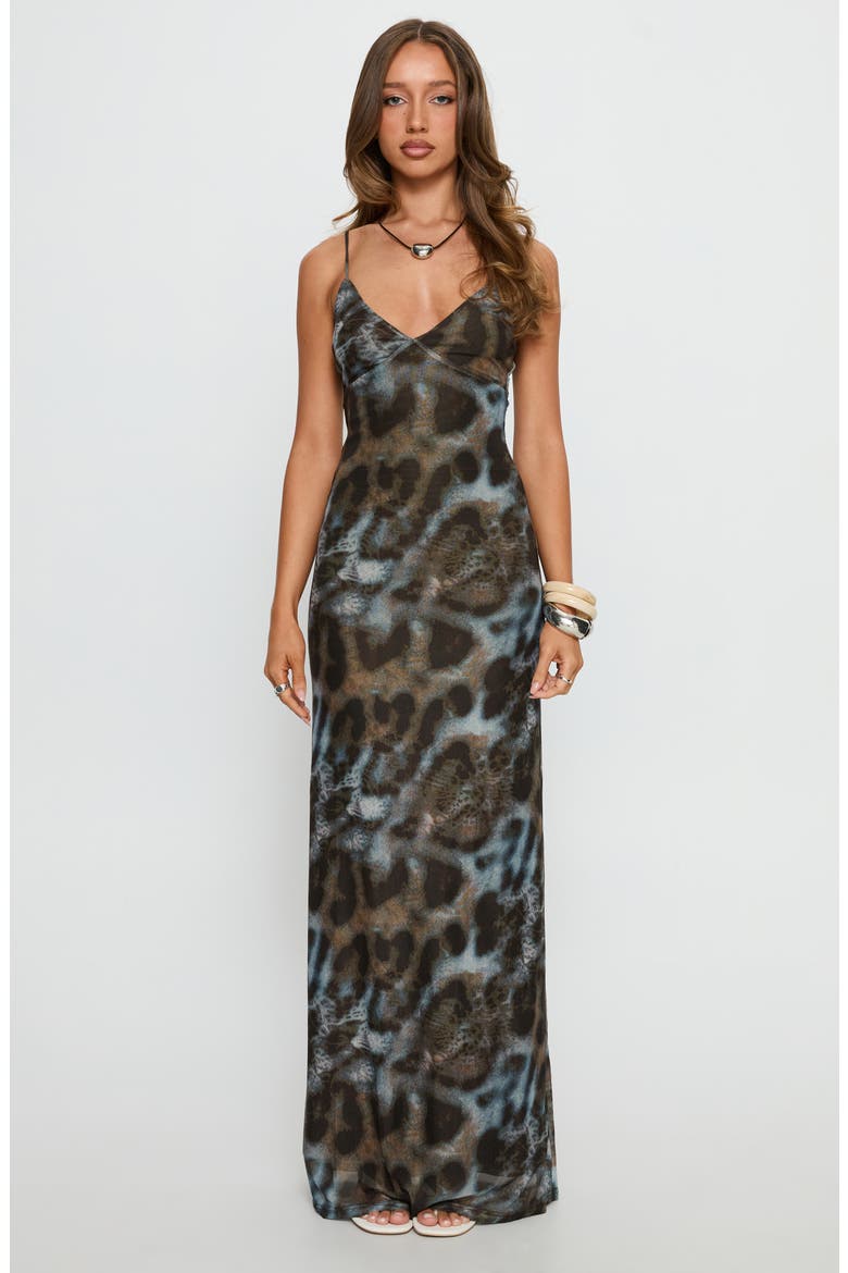 Saphrona Print Sleeveless Maxi Dress, Alternate, color, LEOPARD