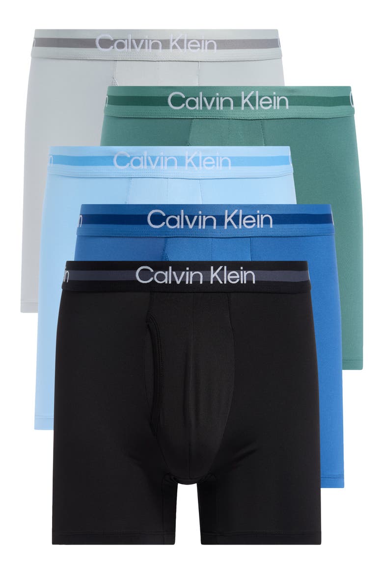 5-Pack Boxer Briefs, Main, color, SAGE/ BLUE/ BLACK/ GREY