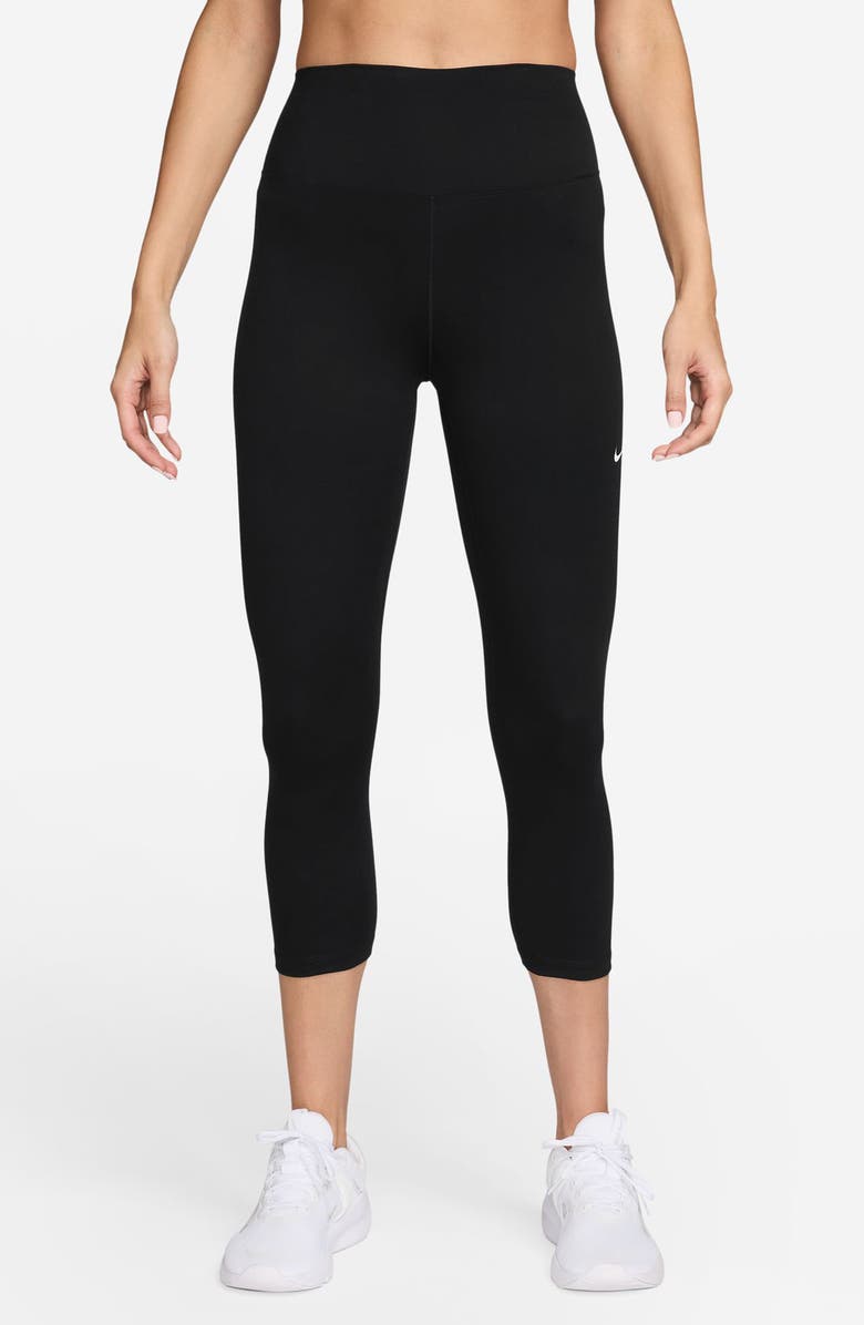 Nike Dri-FIT One High Waist Crop Leggings, Main, color, 011 Black/White