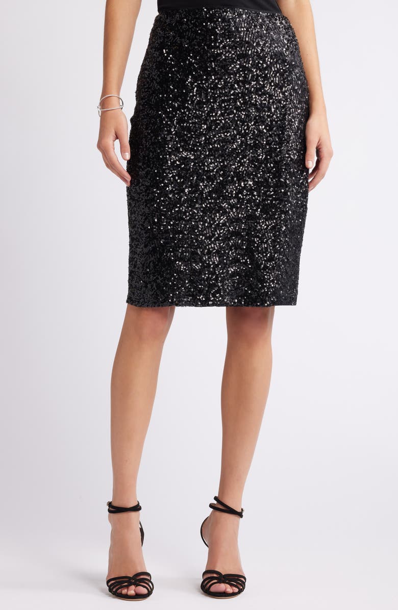 Open Edit Sequin Pencil Skirt, Main, color,