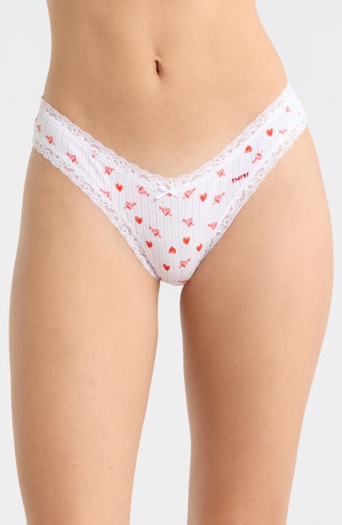 Lightweight Stretch Cotton Pointelle Thong (Regular & Plus)