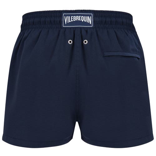 Vilebrequin Micro Carreaux Short Woolen Swim Trunks In Bleu Marine