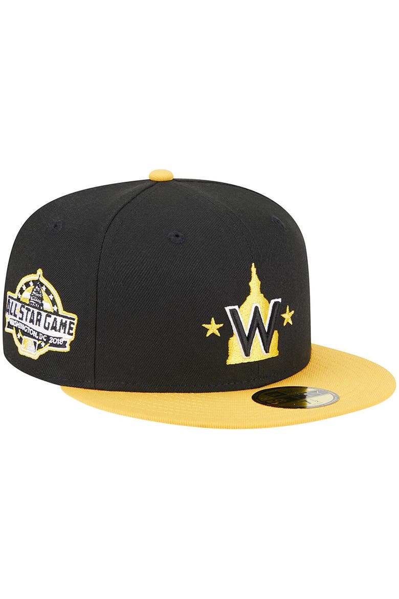 Men's New Era Black/Gold Washington Nationals 59FIFTY Fitted Hat, Main, color, Black
